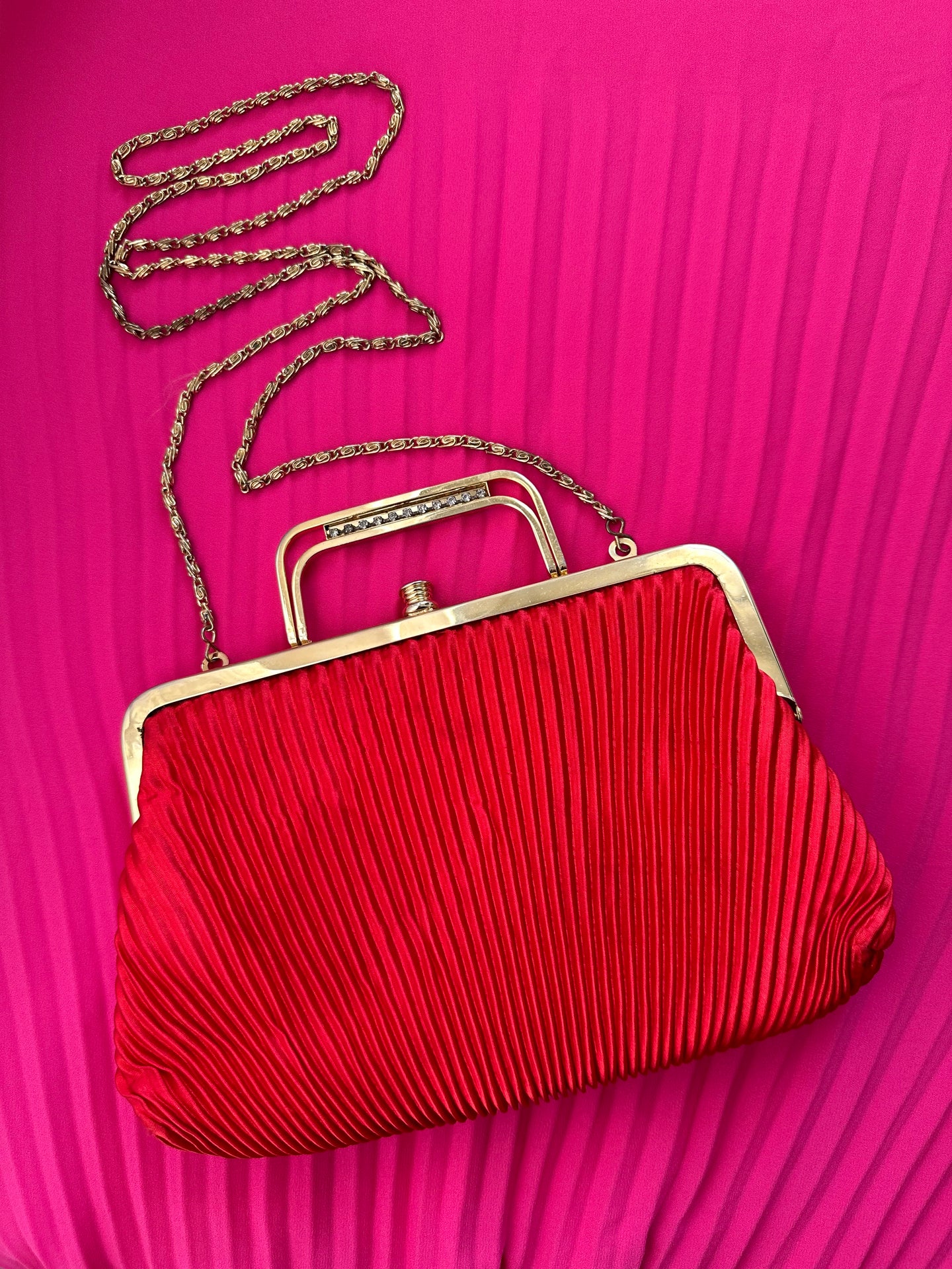 Pleated Red Purse
